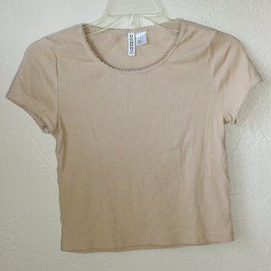*SALE! 2/$22 or 3/$30* Divided H&M Tan T-Shirt Tight Crop Rib Knit Women Size M